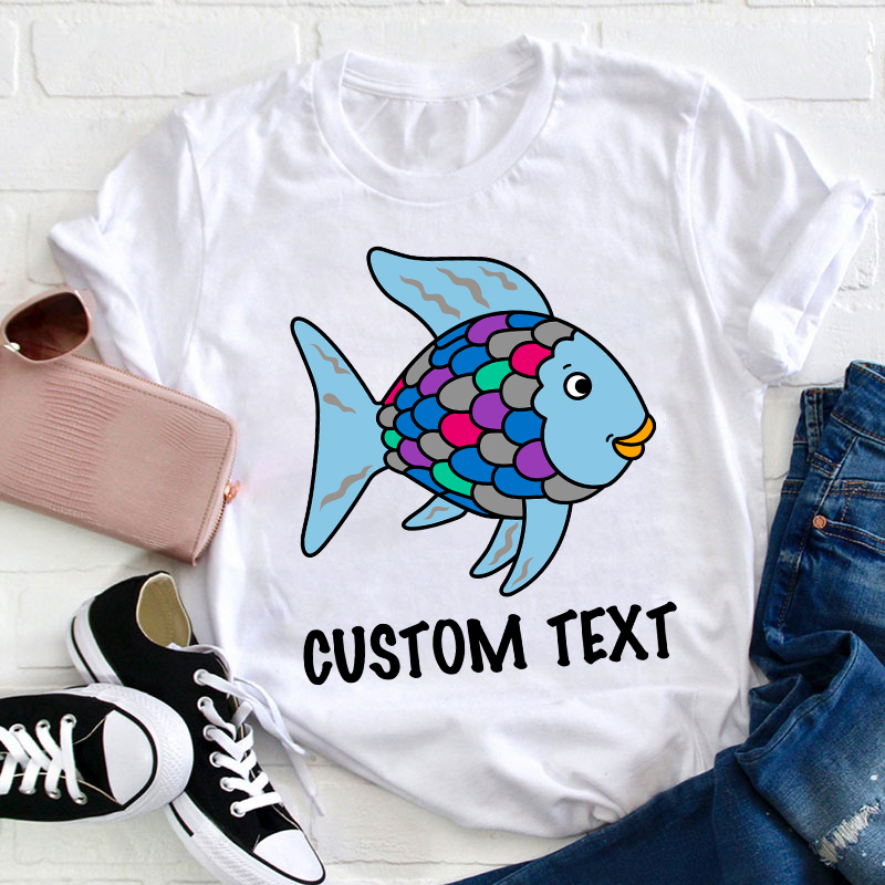 Personalized Rainbow Fish Teacher T-Shirt