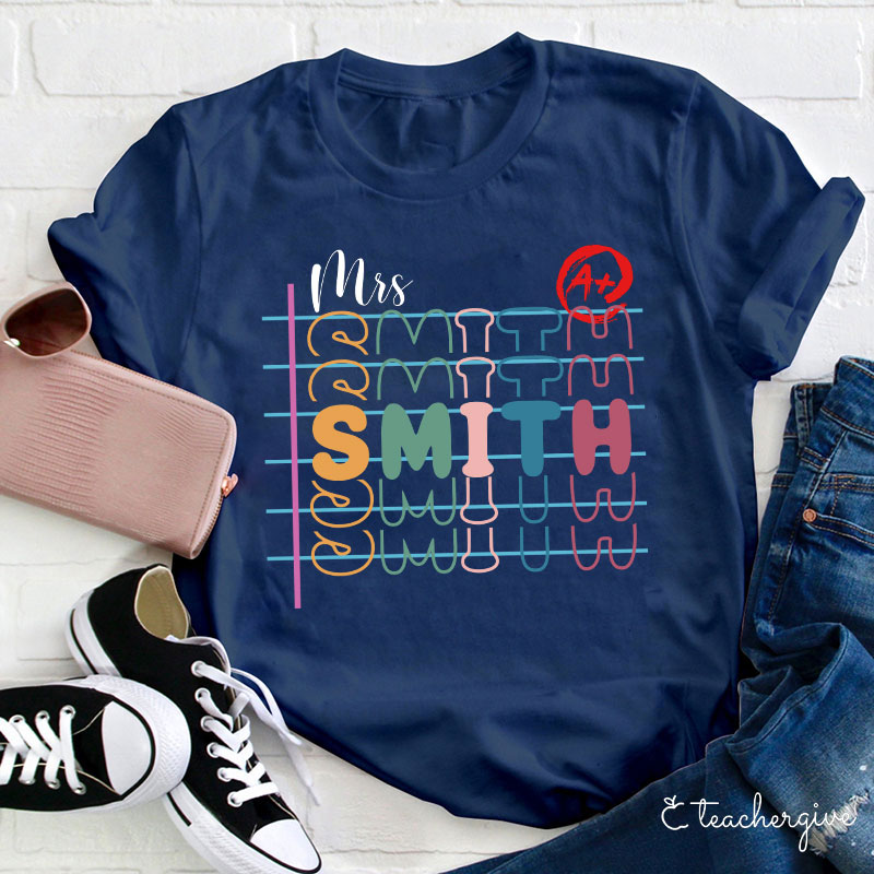 Personalized Teacher Name Colorful T-Shirt