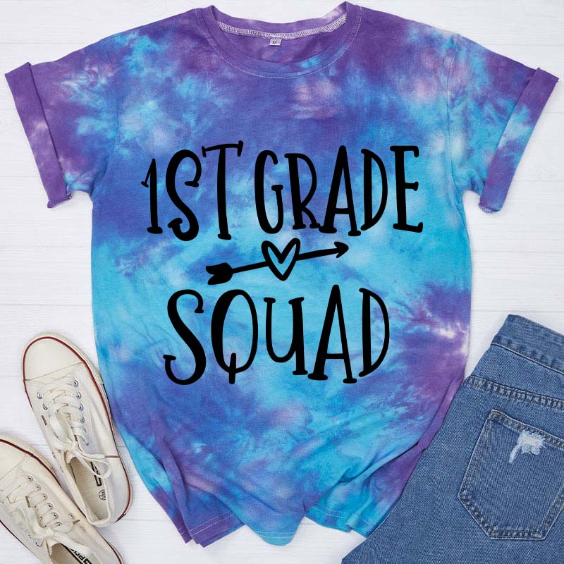 Personalized First Grade Kinder Squad Teacher Tie-dye T-Shirt