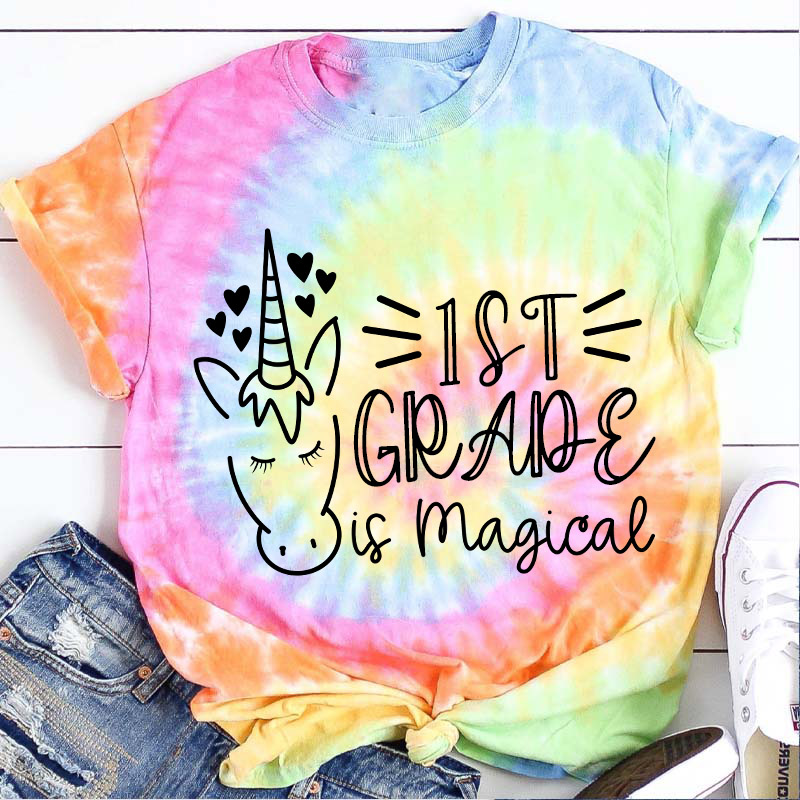 Personalized Grade Is Magical Teacher Tie-dye T-Shirt