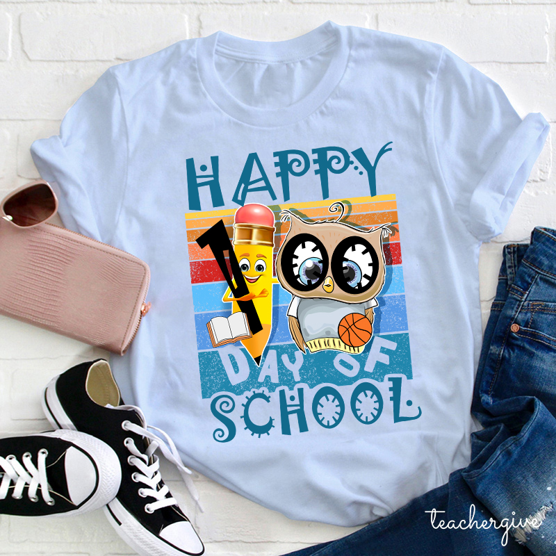 Happy First Day Of School Pencil Owl T-Shirt