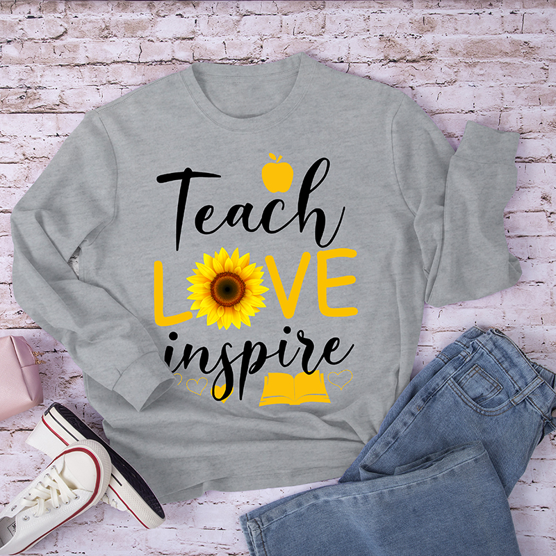 Teach Love Inspire Flower Teacher Long Sleeve T-Shirt