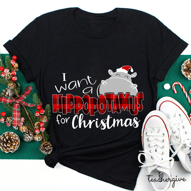 I Want A Hippopotamus For Christmas Teacher T-Shirt