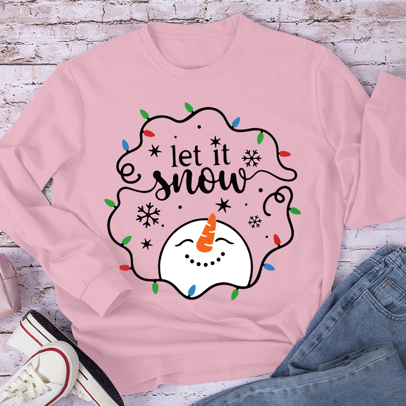 Let It Snow Snowman Teacher Long Sleeve T-Shirt