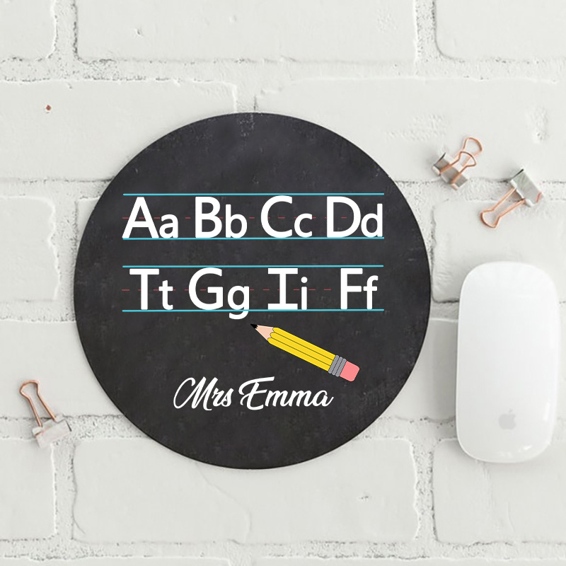 Personalized ABCD Teacher Round Mouse Pad