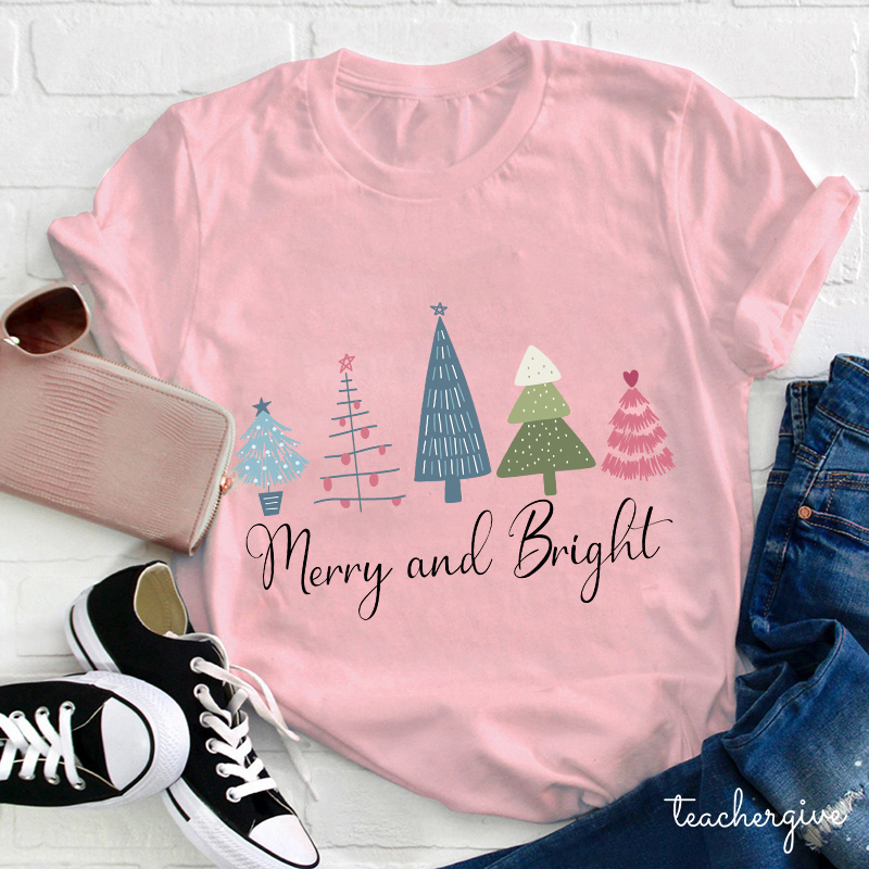 Merry And Bright Teacher T-Shirt