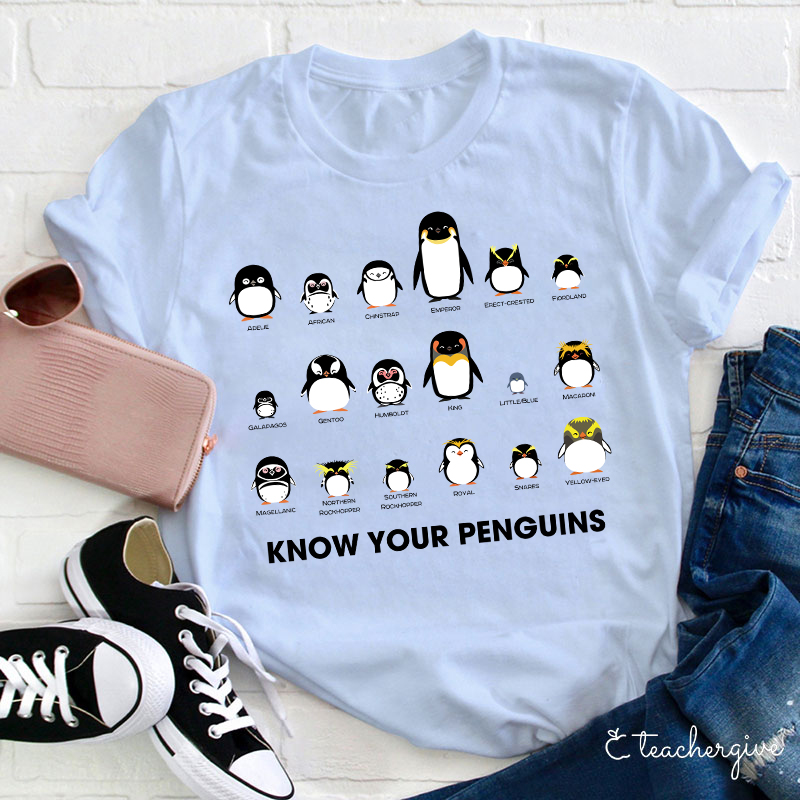 Know Your Penguins Teacher T-Shirt