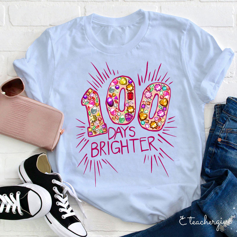 Fireworks For 100 Days Brighter Teacher T-Shirt