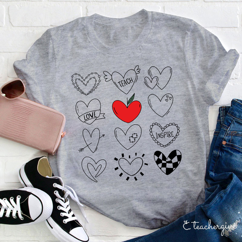 Teach Love Inspire Heart Collection Teacher T-Shirt