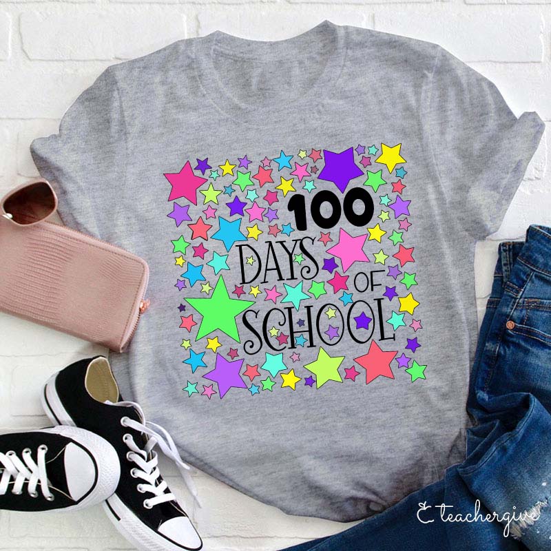Stars 100 Days Of School Teacher T-Shirt