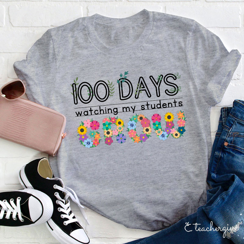 100 Days Watching My Students Grow Wreath Teacher T-Shirt