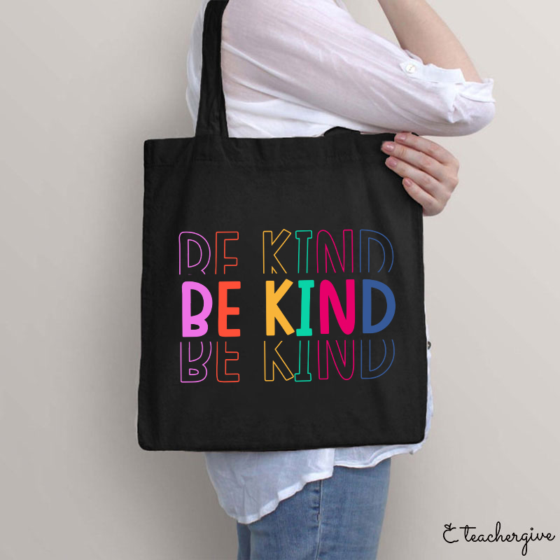 Be Kind Colorful Stripes Teacher Tote Bag