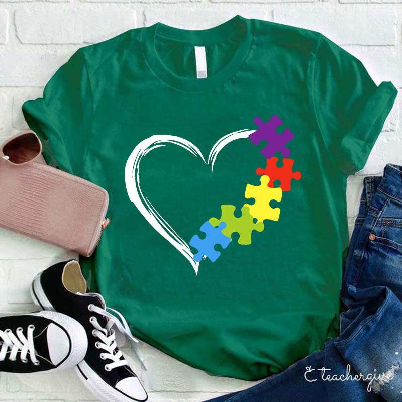 Puzzle Of Love Teacher T-Shirt