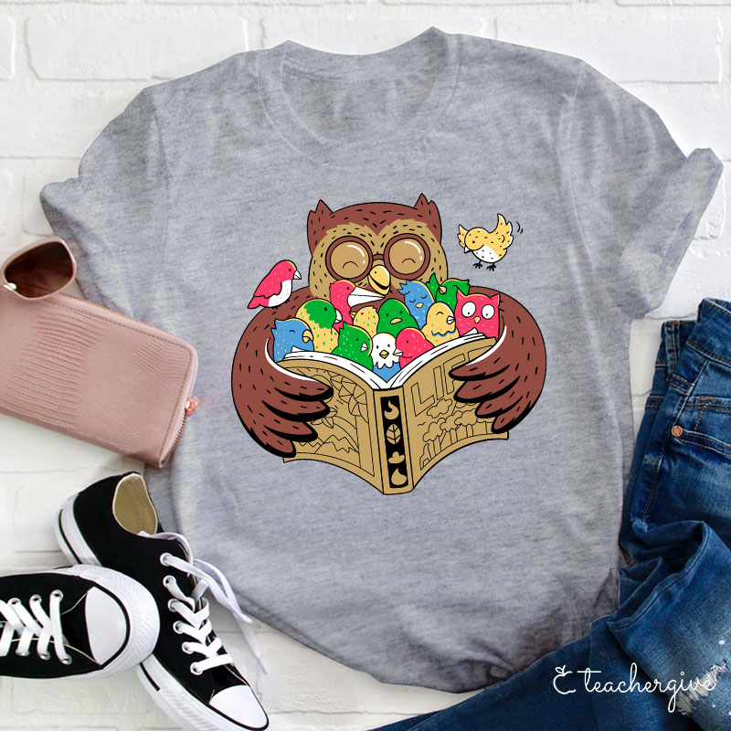 Owl Reading Education For All Teacher T-Shirt