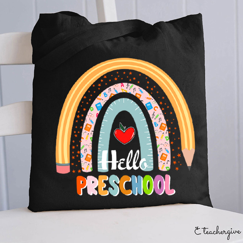 Personalized Hello Preschool Teacher Tote Bag-Teachergive