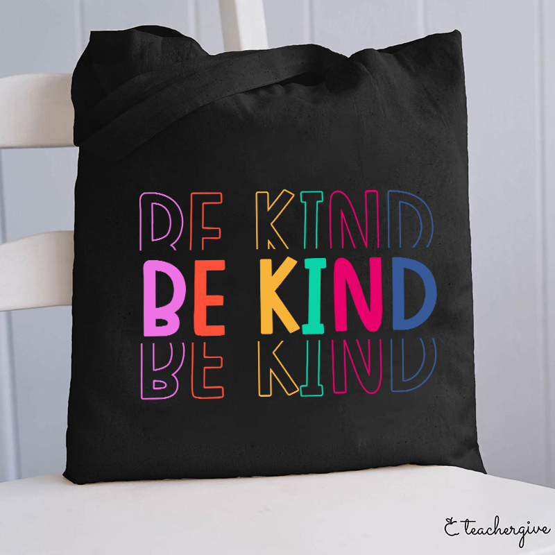 Be Kind Colorful Stripes Teacher Tote Bag-Teachergive