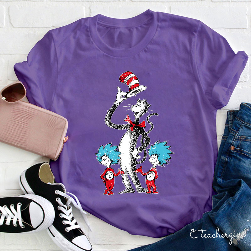 Cat In The Hat Thing One Thing Two Teacher T-Shirt