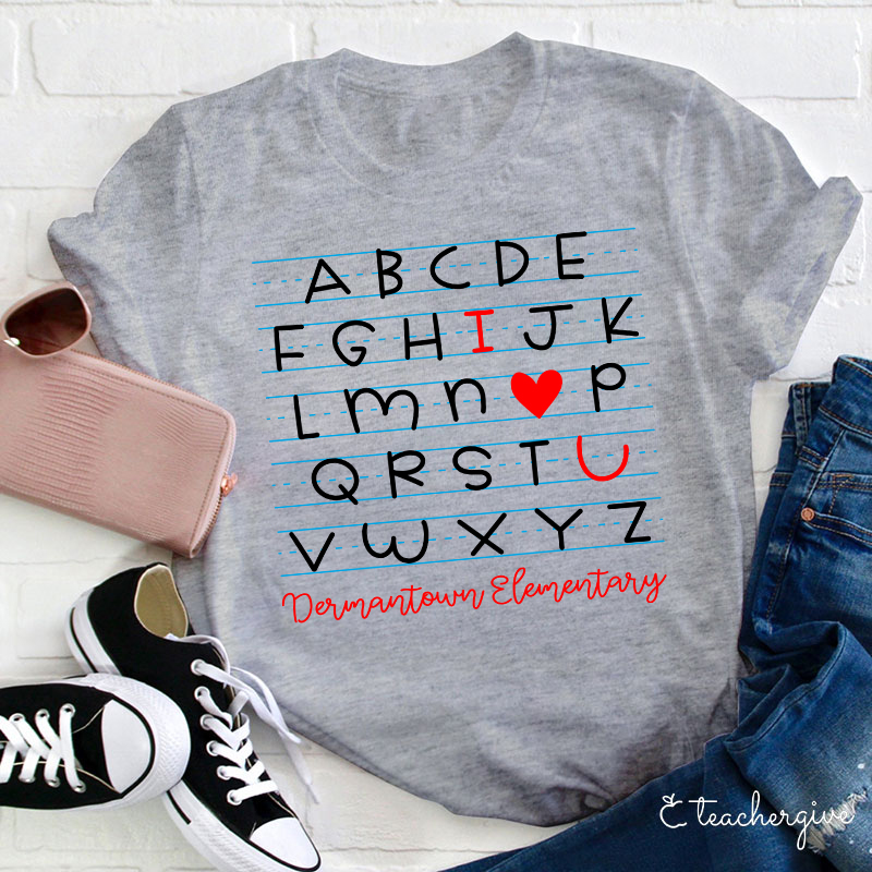 Personalized I Love You Alphabet Teacher T-Shirt