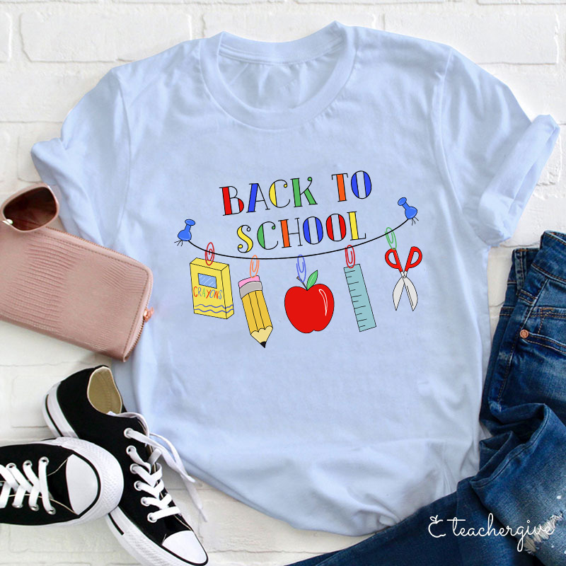 Back To School Crayons Pencil Apple T-Shirt