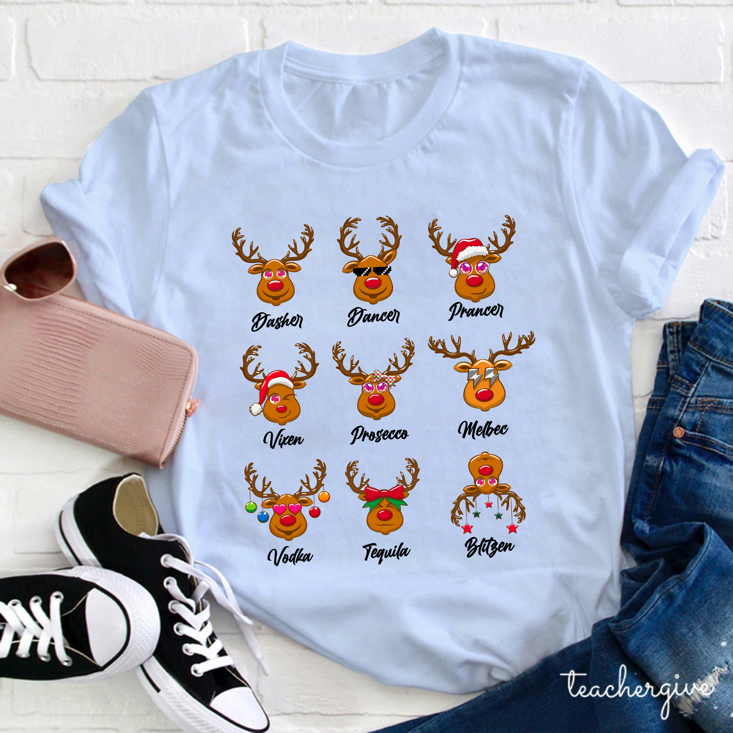Santa's Reindeer Teacher T-Shirt