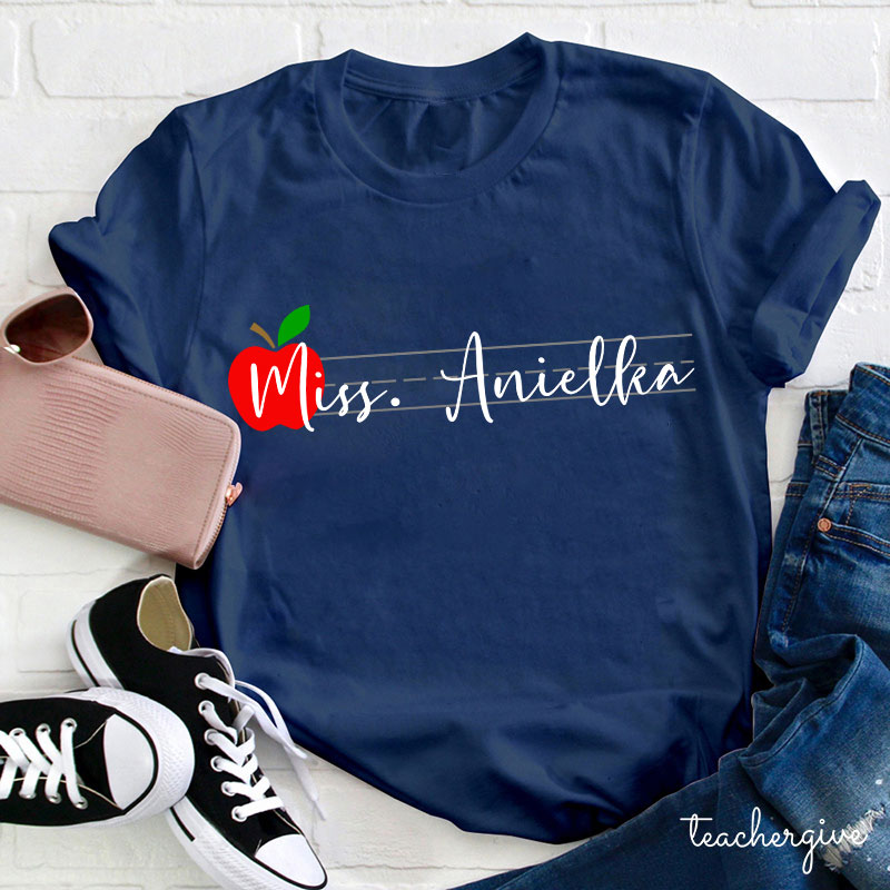 Personalized Teacher Name Apple T-Shirt