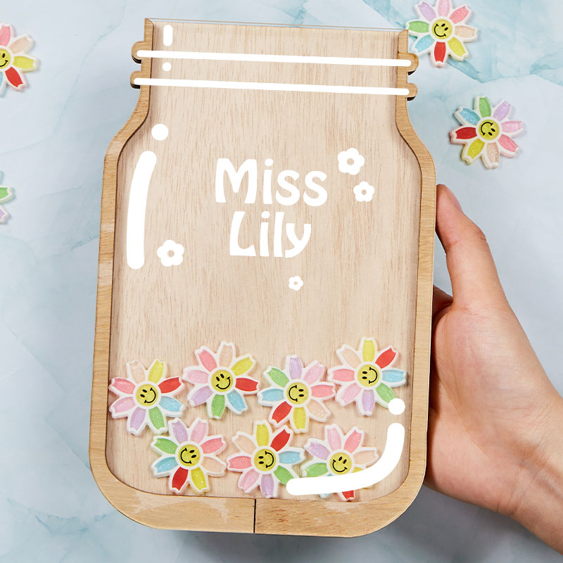 Personalized Fill The Jar With Rainbow Flower Teacher Reward Jar