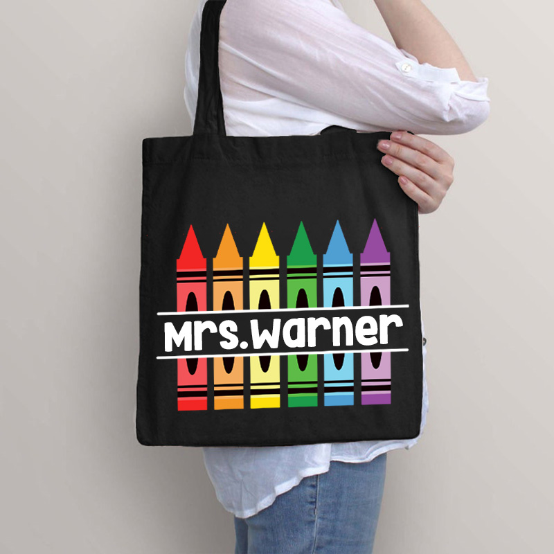 Personalized Pencil Crayon Teacher Name T-Shirt