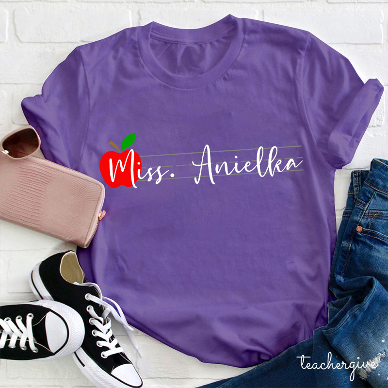 Personalized Teacher Name Apple T-Shirt