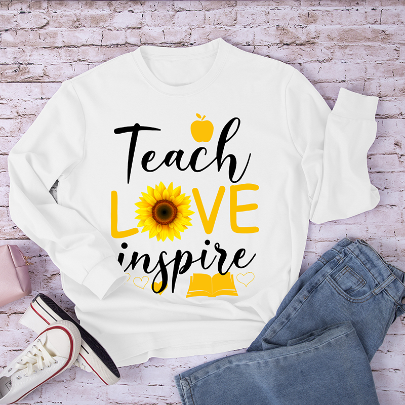 Teach Love Inspire Flower Teacher Long Sleeve T-Shirt