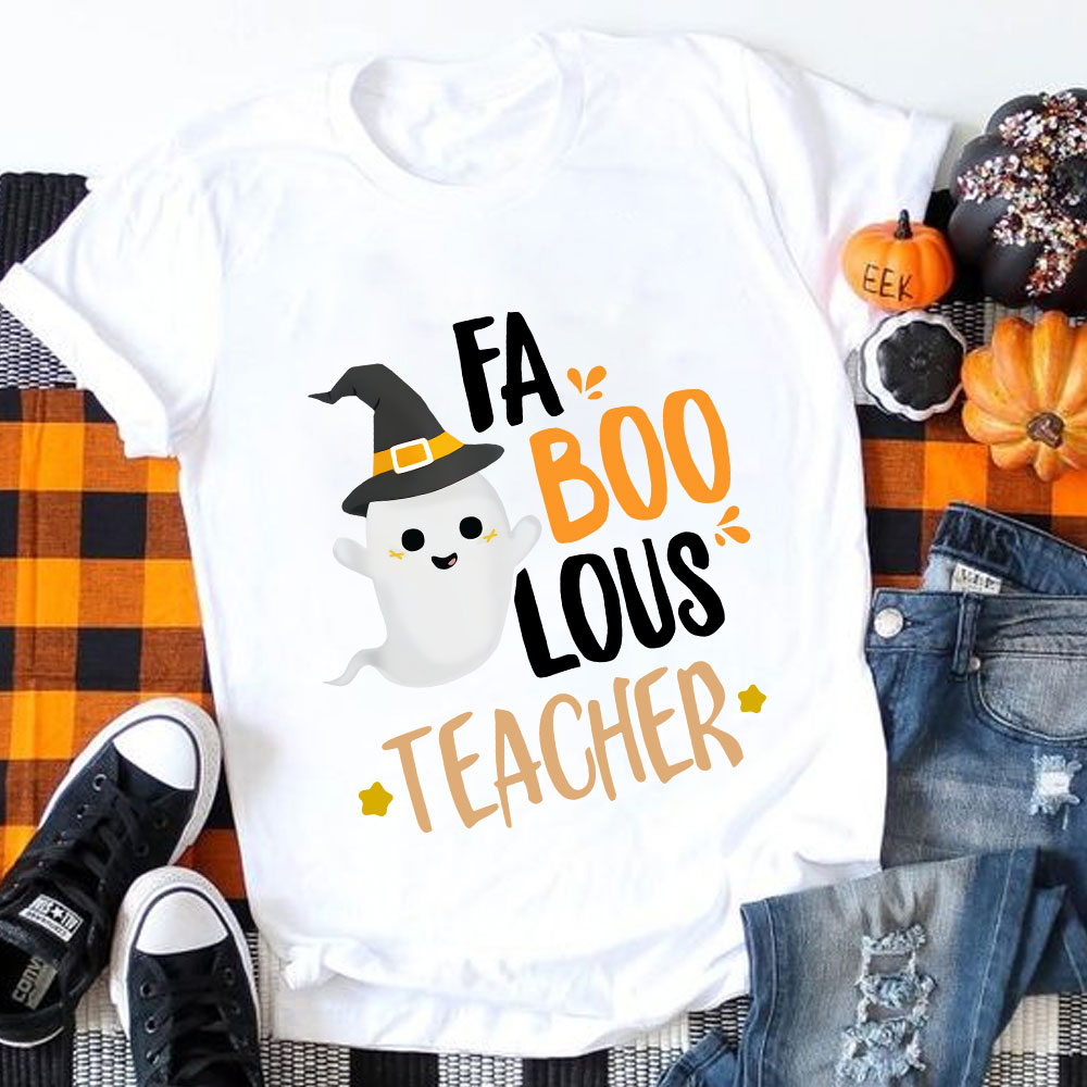 Floating Ghost Fa Boo Lous Teacher T-Shirt