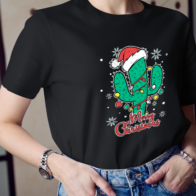 Merry Christmas Cactus Teacher T-Shirt