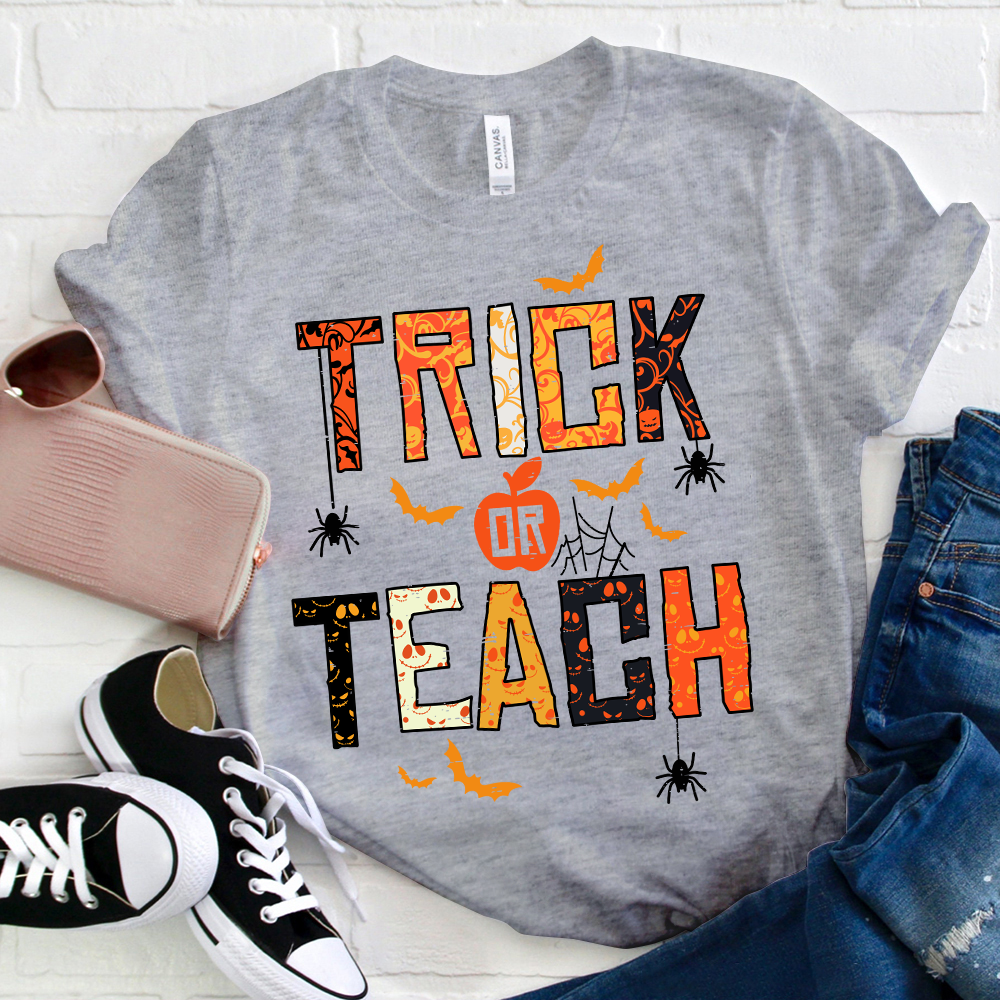Trick Or Teach Funny Bats And Spiders T-Shirt