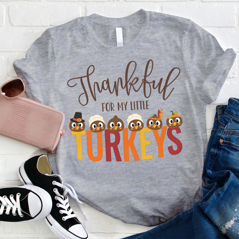 Personalized Thankful For My Little Turkeys Teacher T-Shirt