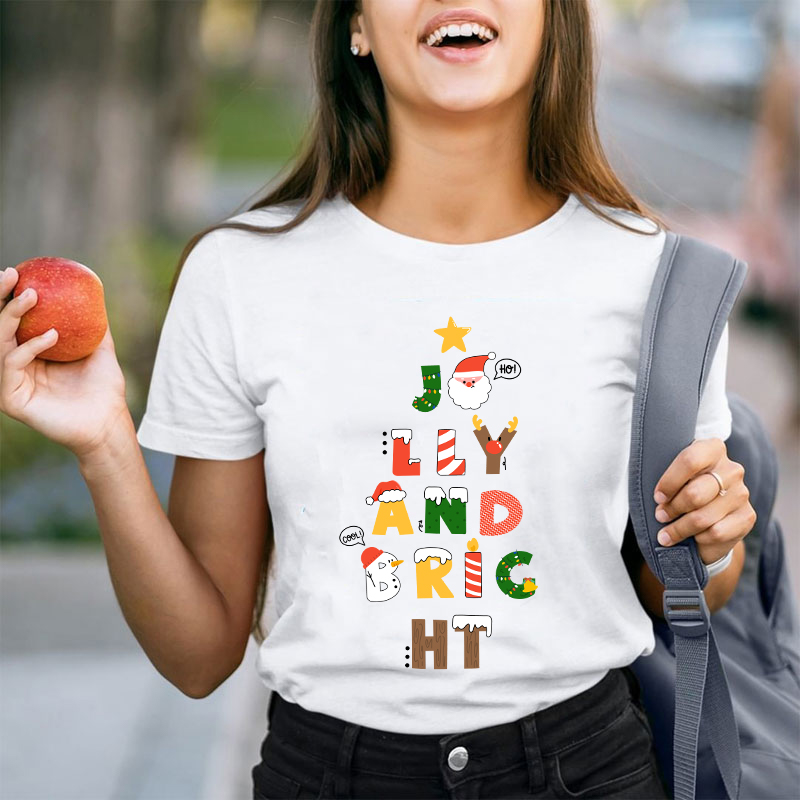 Jolly And Bright Best Christmas Vibes Teacher T-Shirt