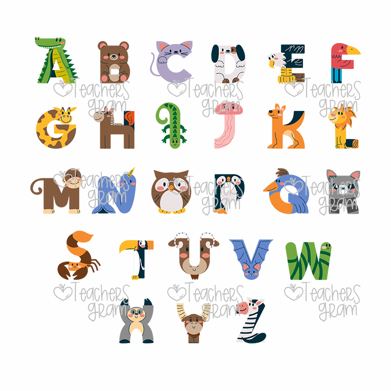 Personalized Name Cute Little Animals Teacher T-Shirt