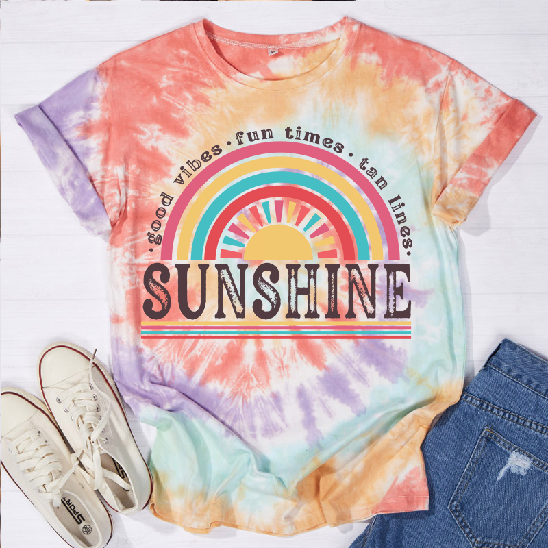 Good Vibes Fun Times Tan Lines Tie-dye T-Shirt