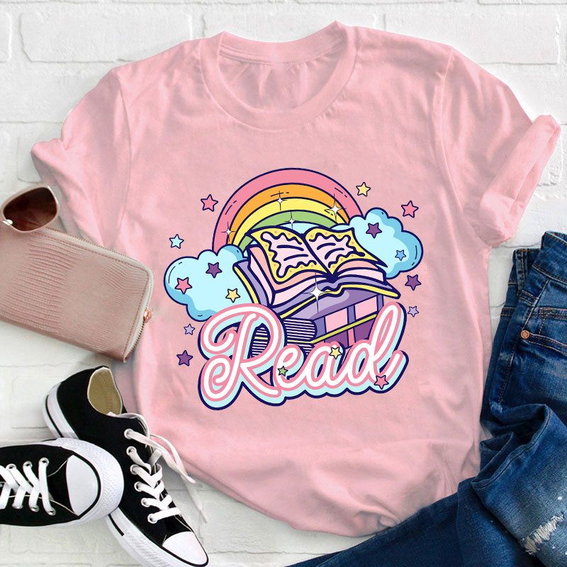 Cute Rainbow Read Teacher T-Shirt
