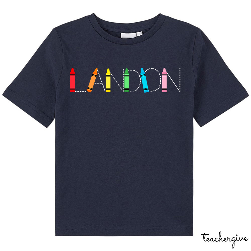 Personalized Name Crayons Letters Kids T-Shirt