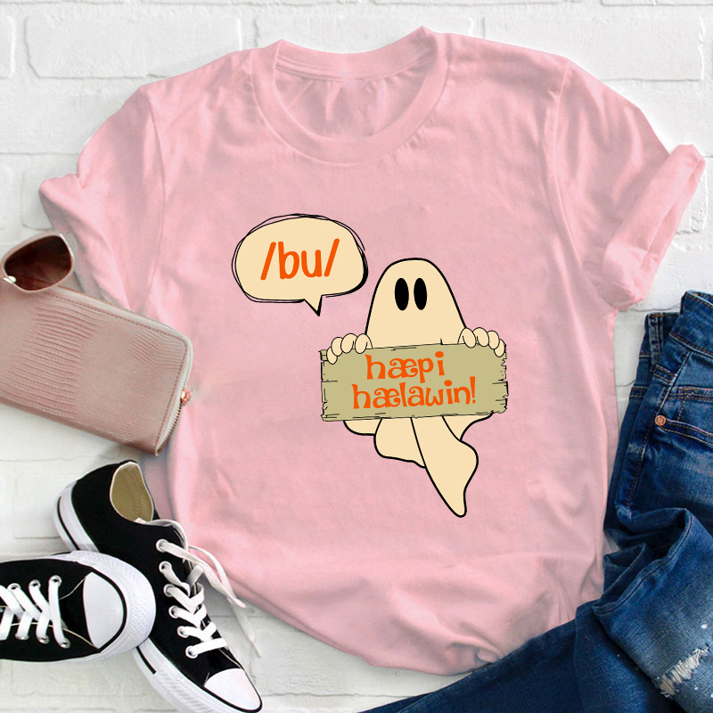 Boo Happy Halloween Teacher T-Shirt