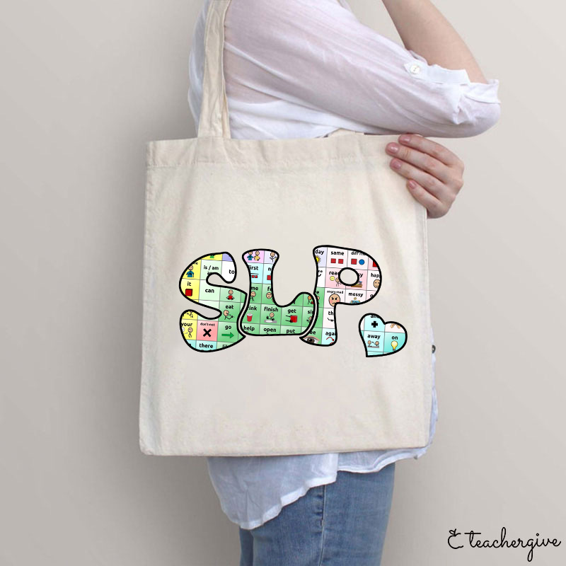 SLP Puzzle Small Heart Teacher Tote Bag
