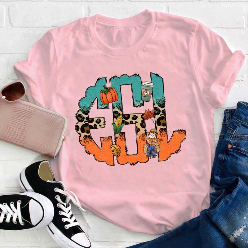 Personalized Halloween Letters Teacher T-Shirt