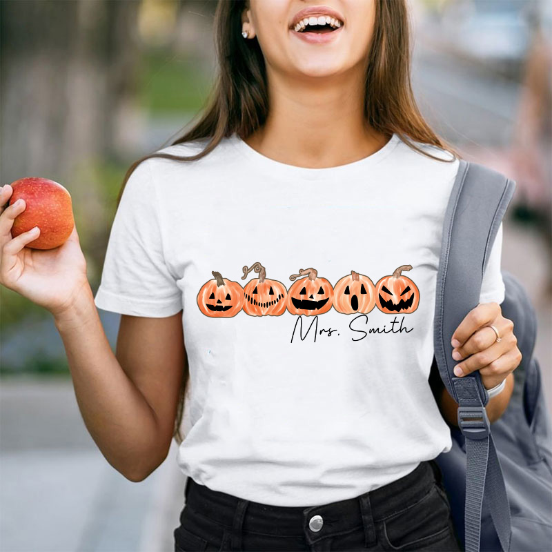 Personalized Name Happy Halloween Teacher T-Shirt