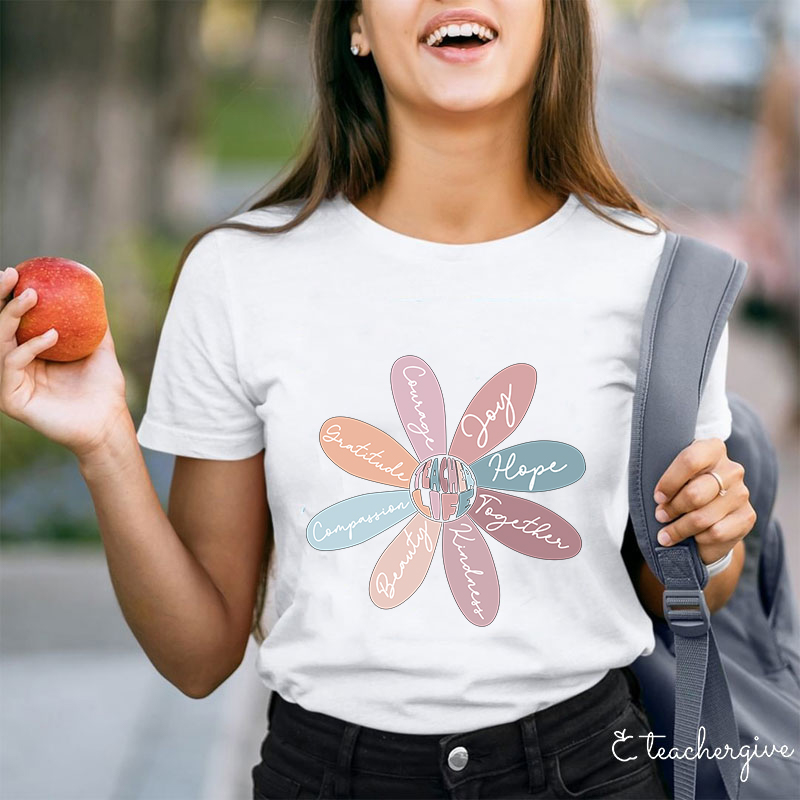 Life Is Good Letter Flower T-Shirt