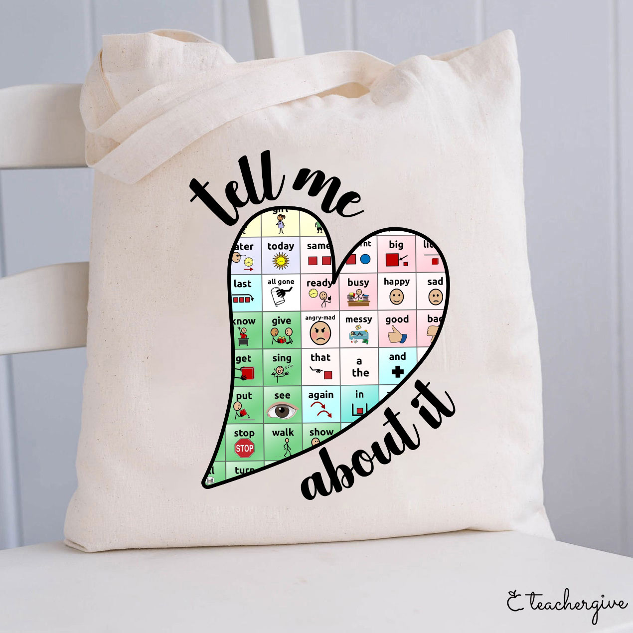 Tell Me About It Love Heart Teacher Tote Bag