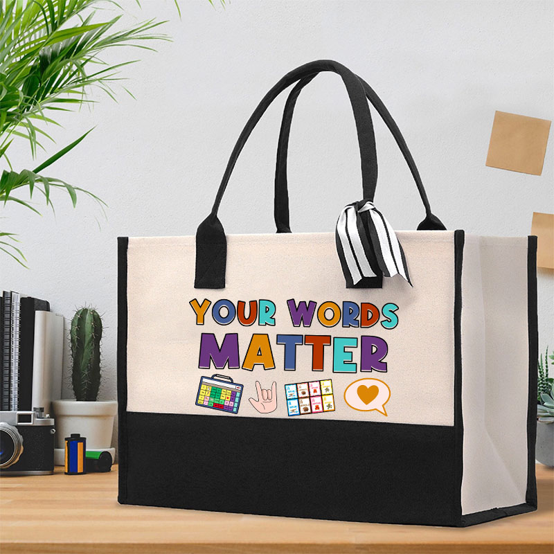 Your Words Matter Teacher Cotton Tote Bag-Teachergive