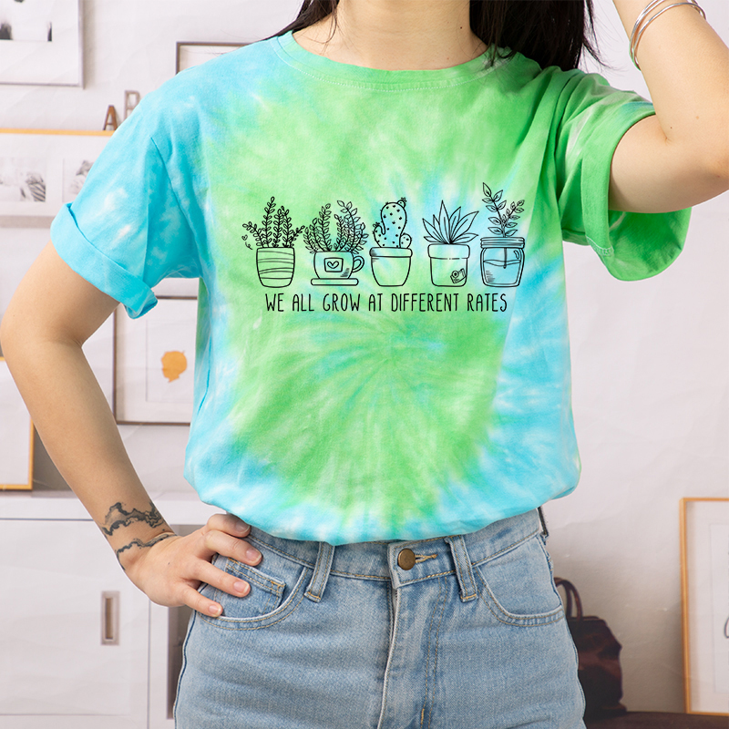 We All Grow At Different Rates Teacher Tie-dye T-Shirt