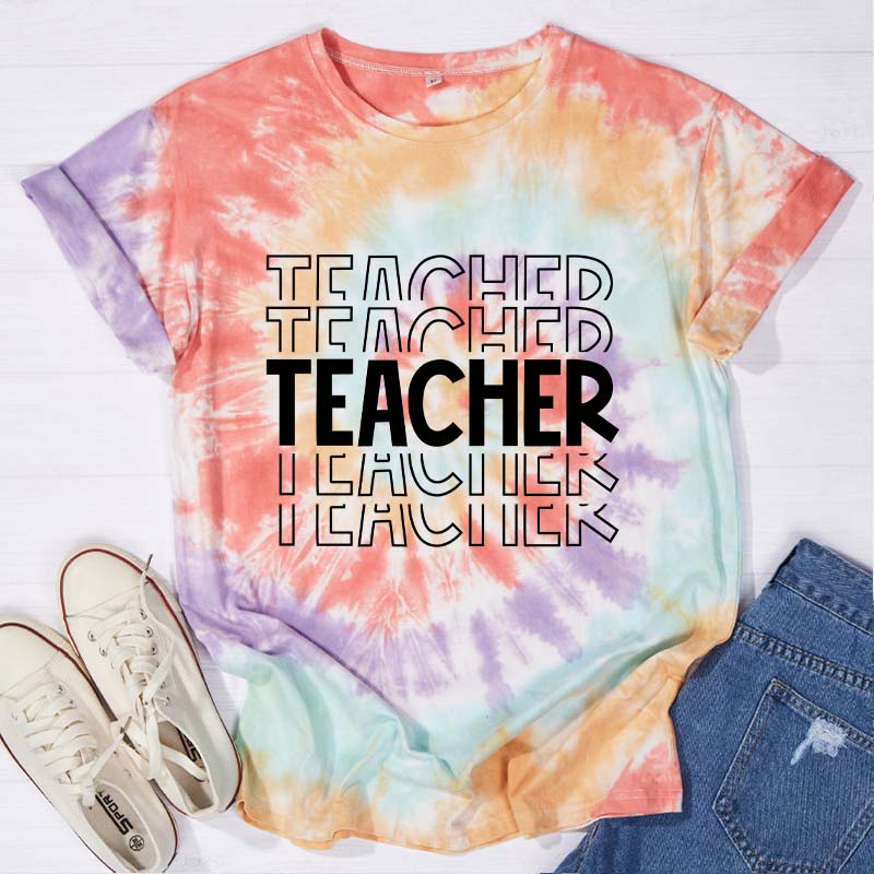 Teacher Letters Teacher Tie-dye T-Shirt