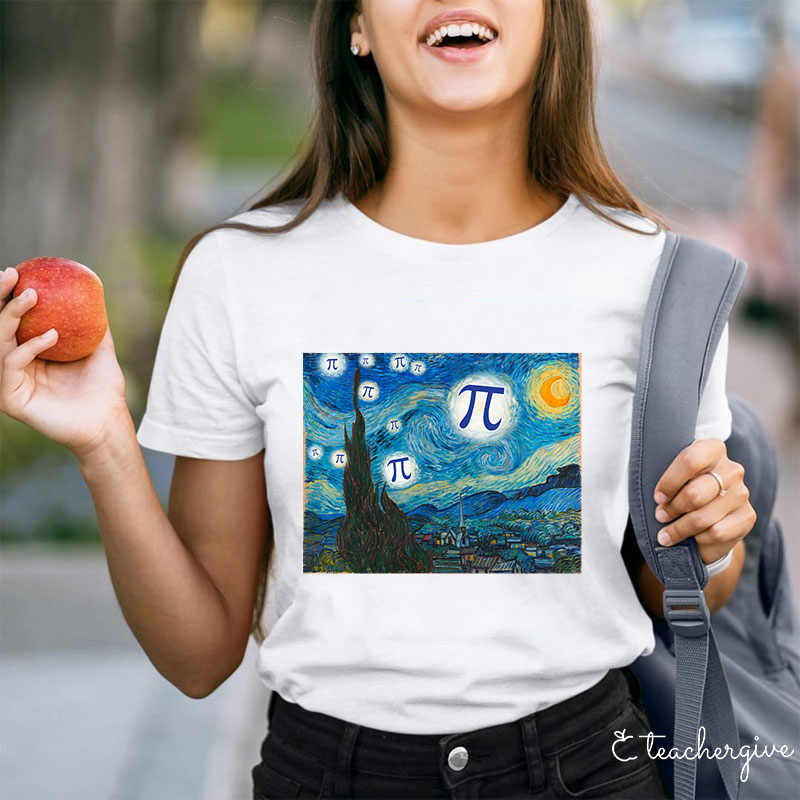 Starry Night With Pi Teacher T-Shirt