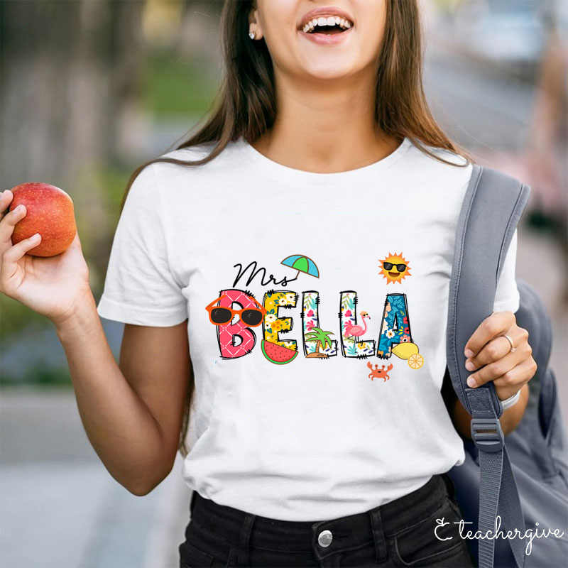 Personalized Name Summer Teacher T-Shirt
