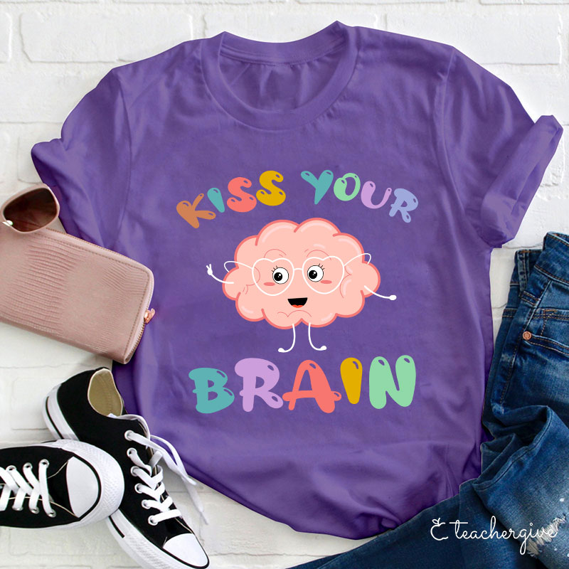 Kiss Your  Brain Cartoon T-Shirt